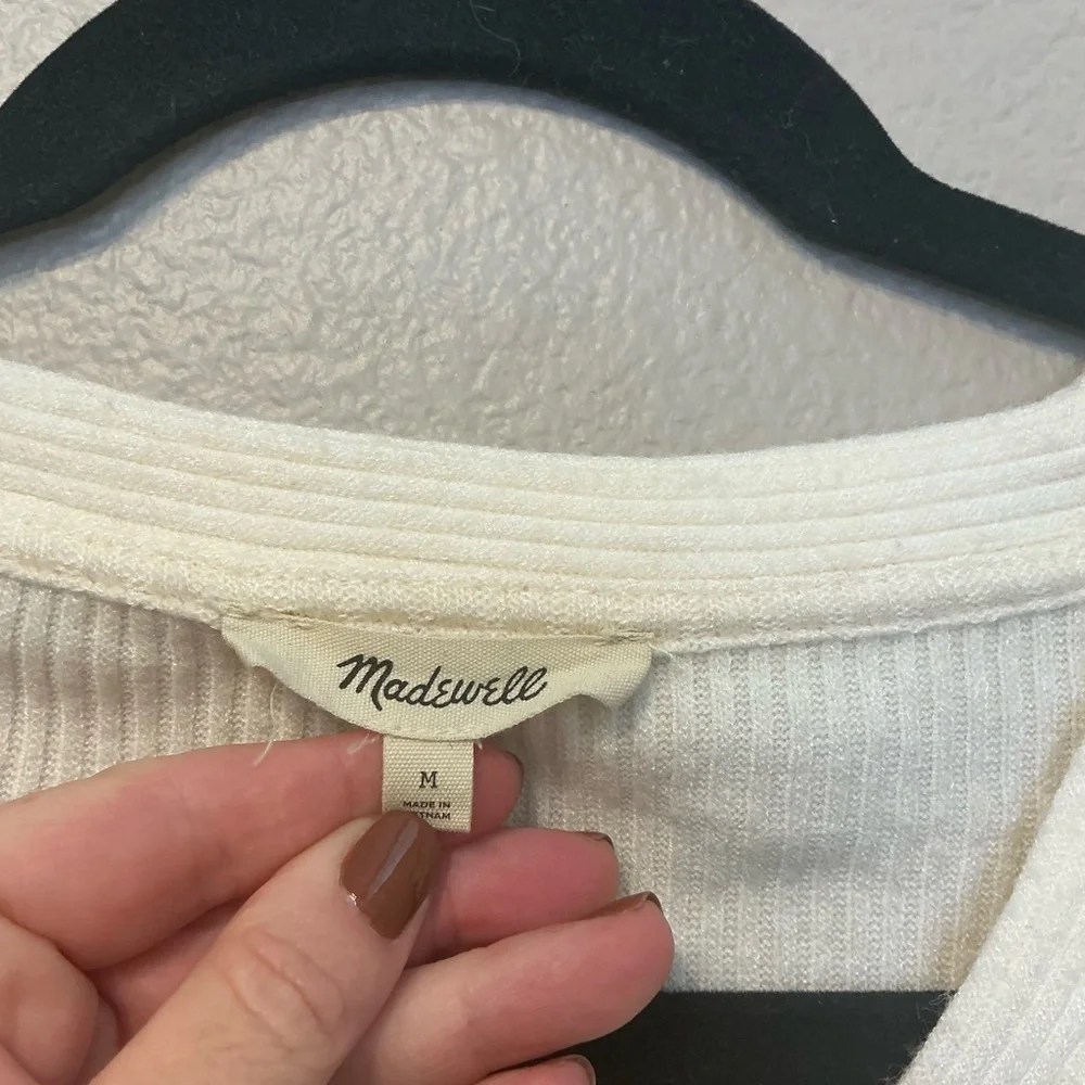 Madewell Cream Ribbed Button-Front Blouse - Picture 3 of 3